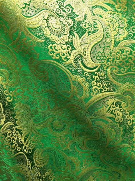 brocade fabric real metal green gold|brocade by the yard.